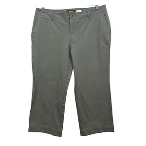 Eddie Bauer Womens Crop Pants Vashon Fit Stretch Slash Pockets Zip Green Size 14